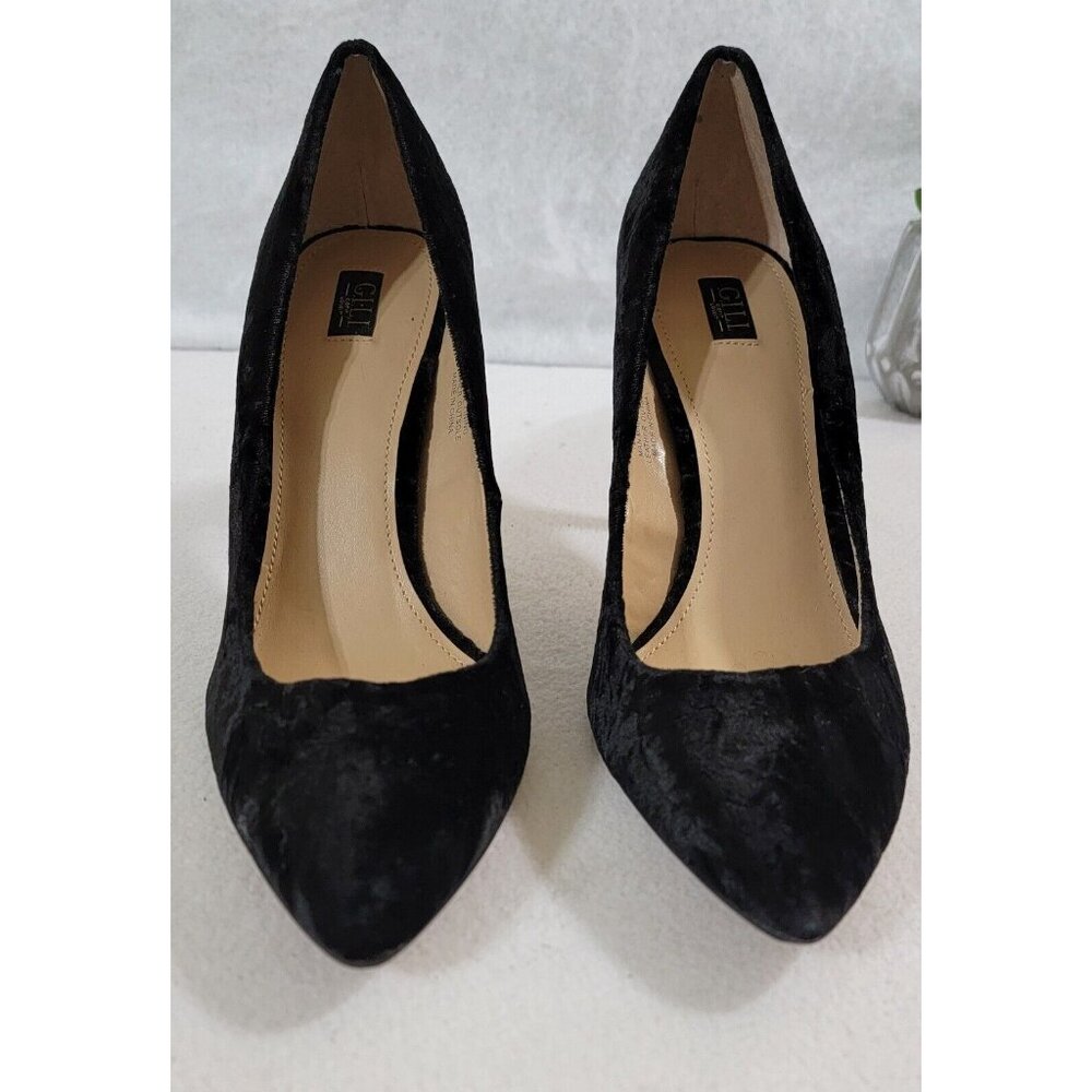 GILI Womens Black Velvet Alecia‎ Pumps Shoes High Heels Pointed Toe Size 9M - Picture 6 of 13